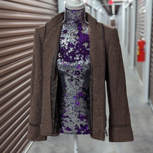 Vintage Kasper Size 12 Skirt Suit Brown Tweed - Picture 5 of 10